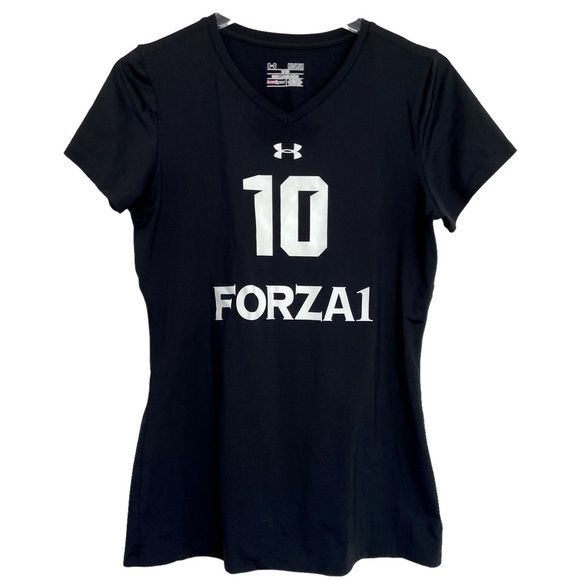 Girls Short Sleeve V-Neck Black Volleyball T-Shirt Size Med FORZA 1 Volleyball - Picture 5 of 5